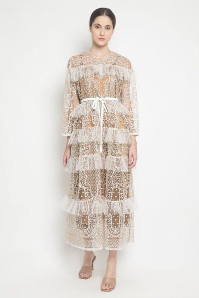 Rania Dress in Nude White