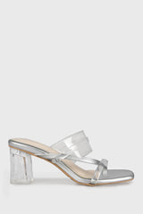 Jasmine Glass Heels in Light Silver