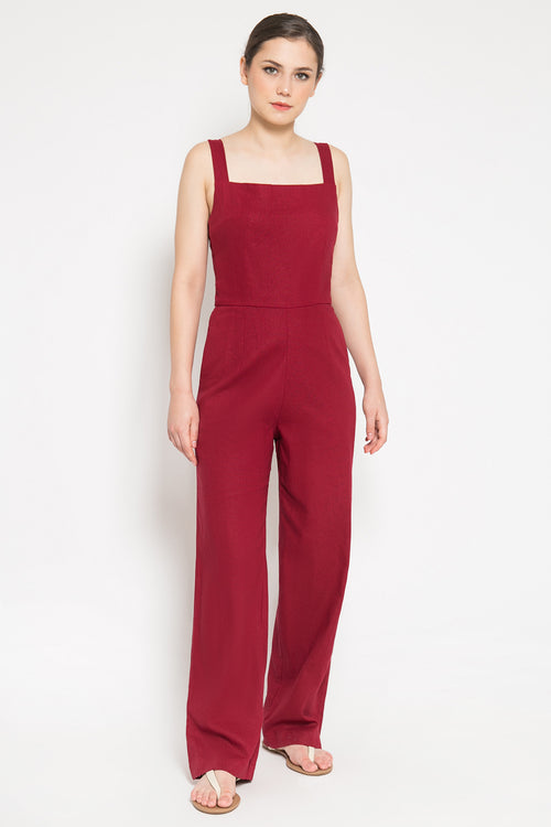 Jayne Jumpsuit in Maroon