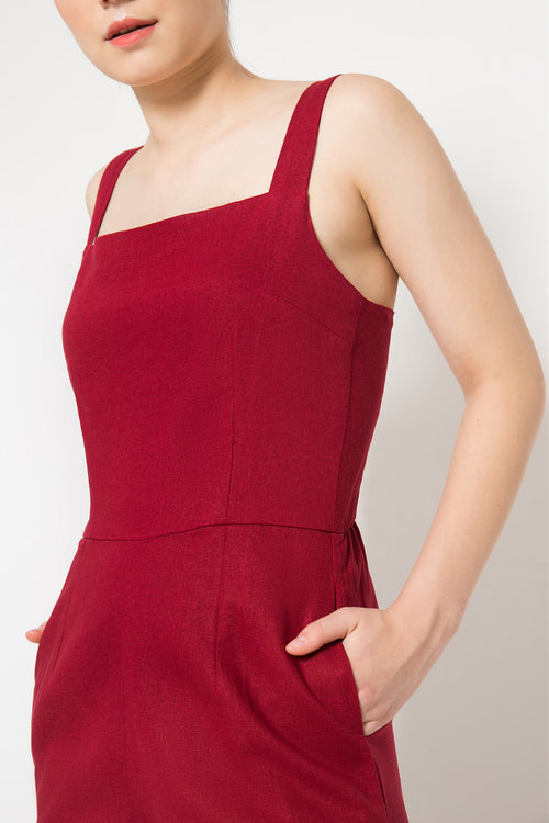 Jayne Jumpsuit in Maroon