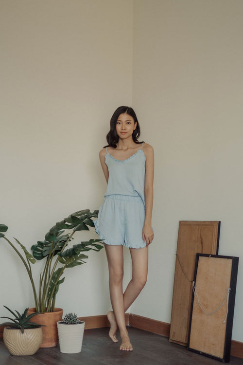 Juliet Ruffle Set Shorts in Sky Blue