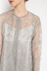 Alette Embroidered Outer Dress in Silver