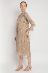 Gelsey Embroidered Outer Dress in Soft Gold