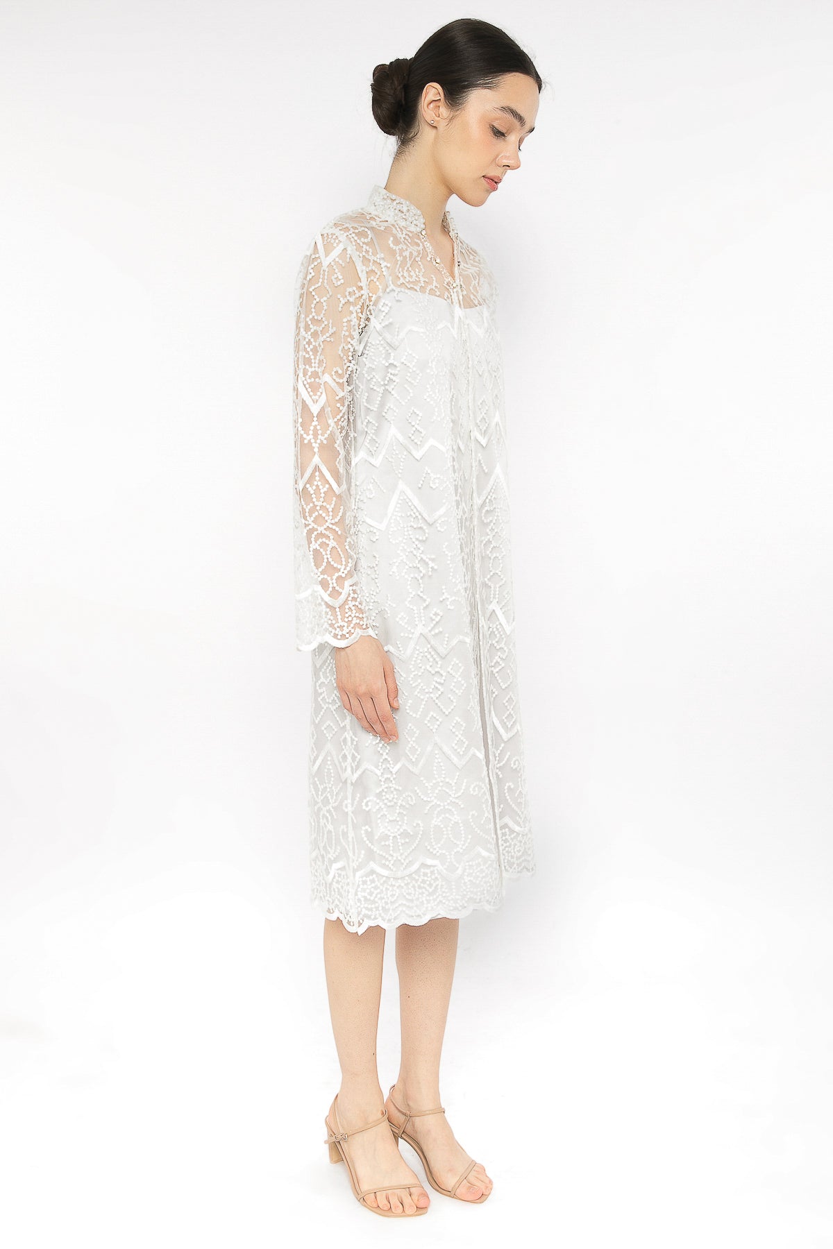 Ameera Embroidered Outer Dress in White