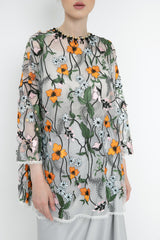 Kalani Embroidered Top in White Floral