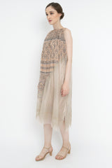 Sloane Ruffled Dress in Gold Brown