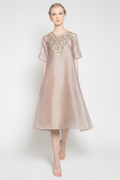 Cavina Dress in Grey and Gold