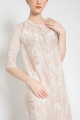 Talia Dress in Blush Pink and White