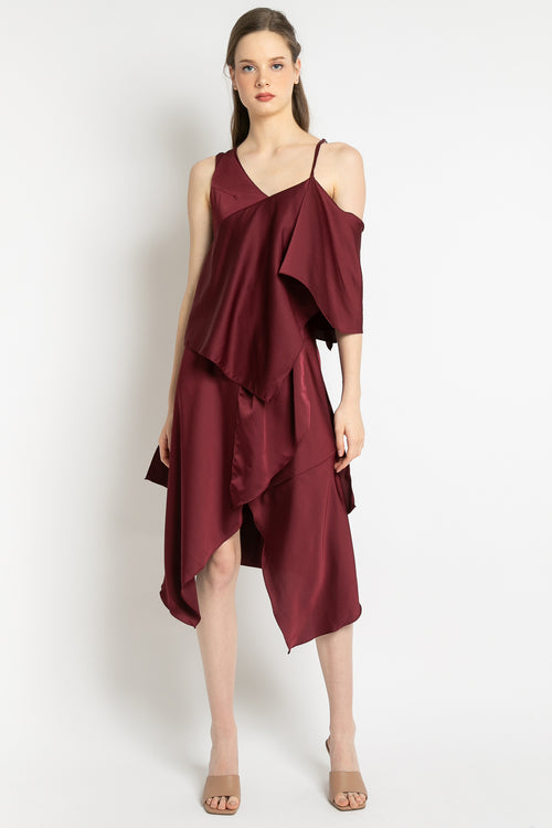 Louisella Dress in Maroon