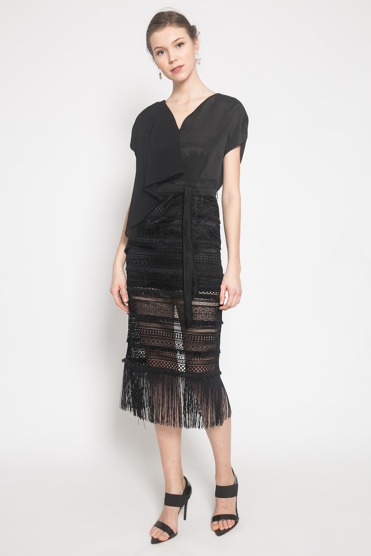 Crochet Fringe Dress in Black