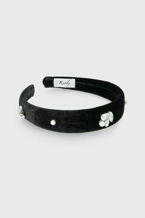 Galina Velvet Headband in Black