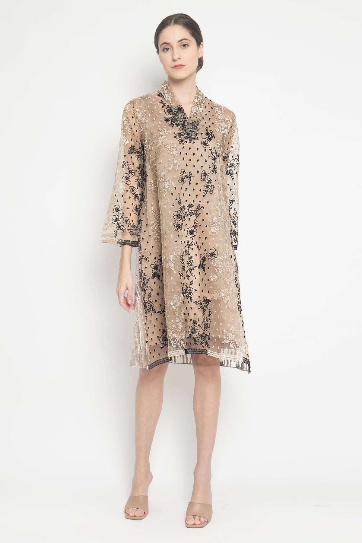Reina Dress in Nude and Black