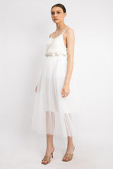 Tekat Tulle Pleated Skirt in White