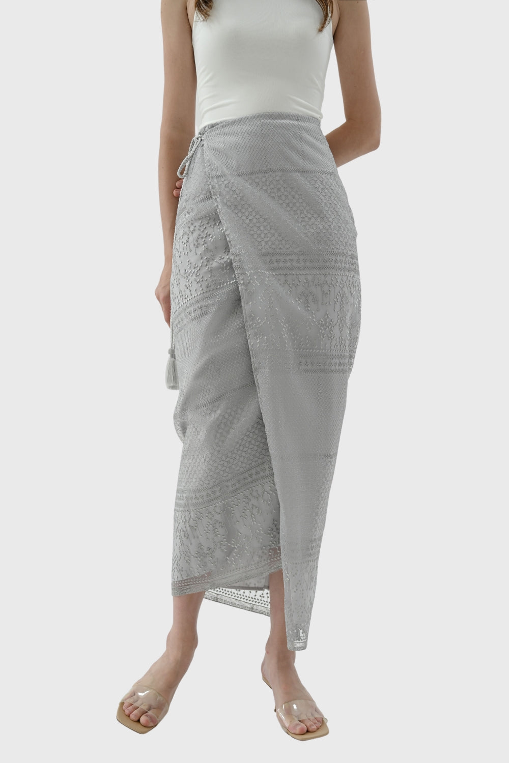 Mina Wrap Skirt in Silver Grey